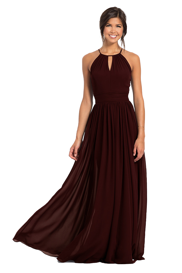 Daphne Spaghetti Straps Chiffon Floor Length Sleeveless Natural Waist A-Line/Princess Bridesmaid Dresses