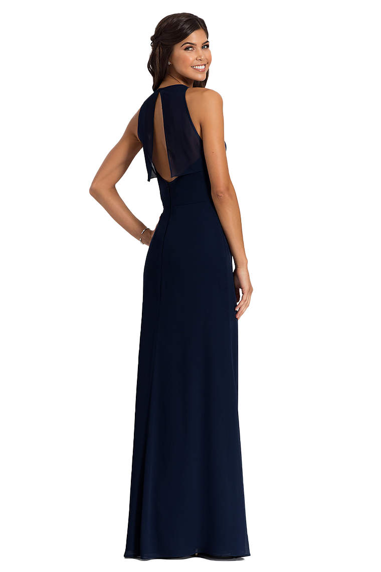 Nydia Natural Waist Sleeveless Scoop Sheath/Column Chiffon Floor Length Bridesmaid Dresses