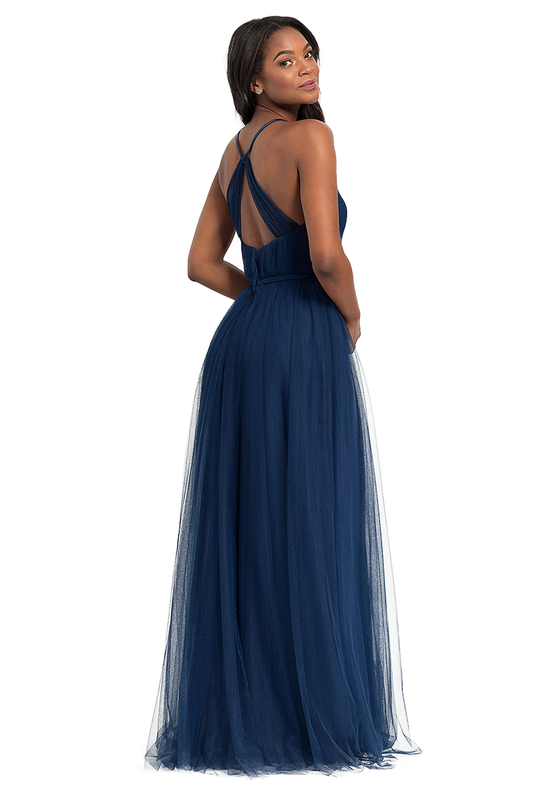 Daphne V-Neck Tulle Floor Length Natural Waist A-Line/Princess Sleeveless Bridesmaid Dresses