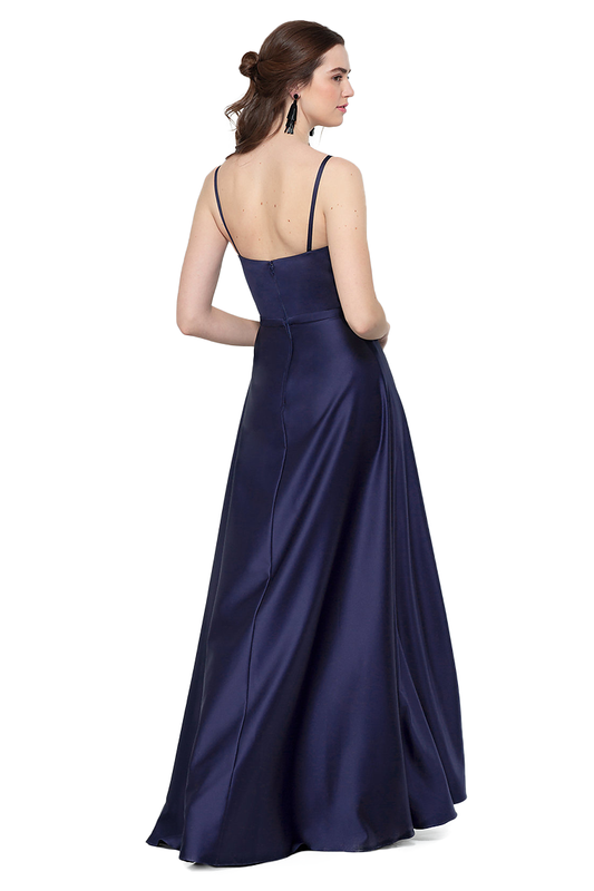 Chloe Sweetheart A-Line/Princess Natural Waist Floor Length Satin Spaghetti Straps Sleeveless Bridesmaid Dresses