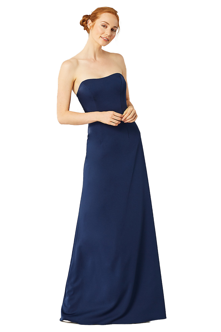 Renata Stretch Satin Natural Waist A-Line/Princess Sweetheart Sleeveless Floor Length Bridesmaid Dresses