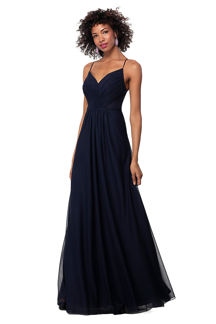 Alisa Floor Length A-Line/Princess Natural Waist Sleeveless Chiffon Spaghetti Straps Bridesmaid Dresses