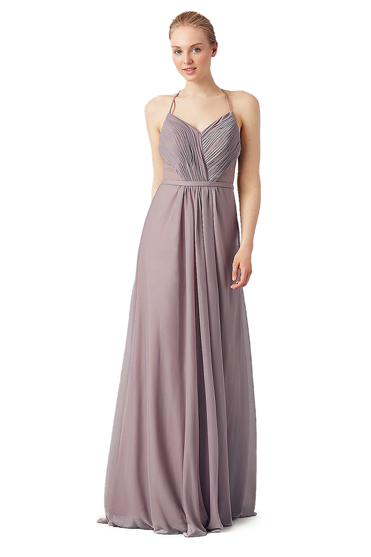 Alisa Floor Length A-Line/Princess Natural Waist Sleeveless Chiffon Spaghetti Straps Bridesmaid Dresses