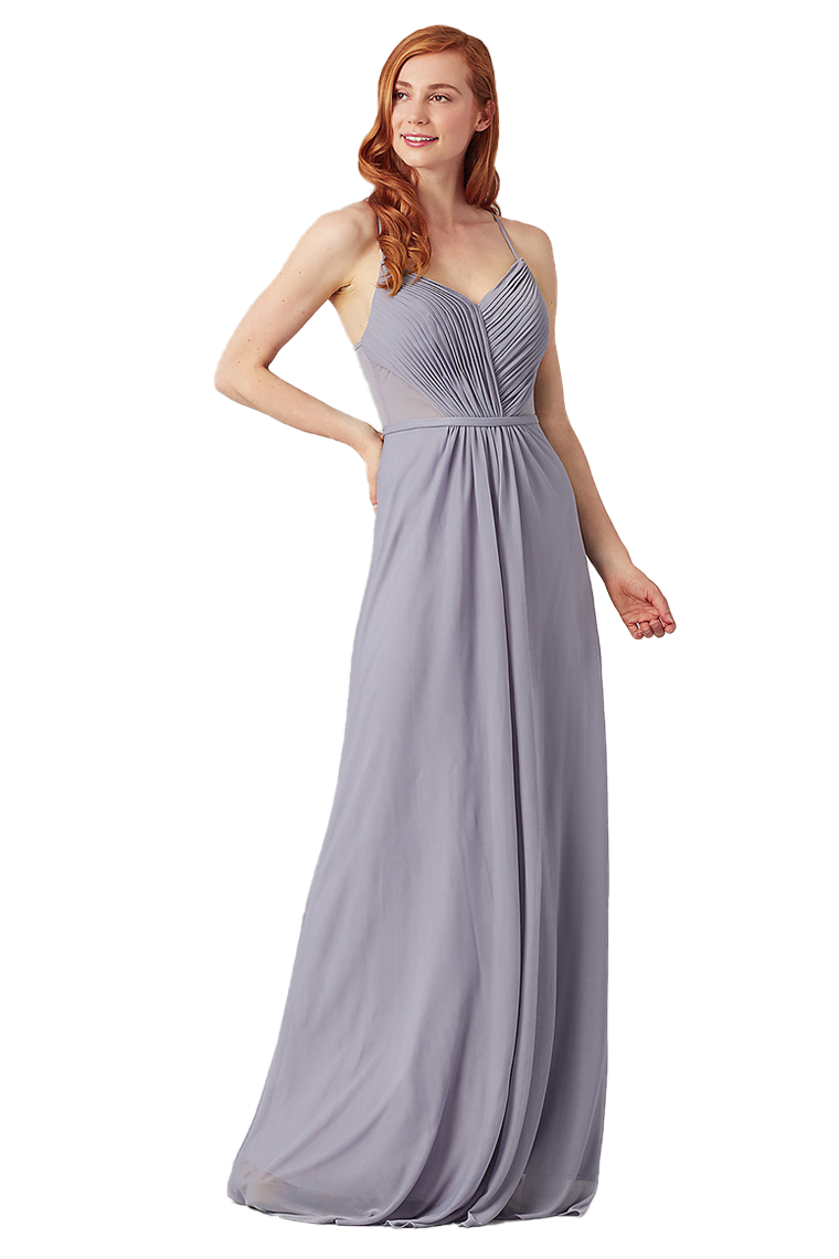 Alisa Floor Length A-Line/Princess Natural Waist Sleeveless Chiffon Spaghetti Straps Bridesmaid Dresses