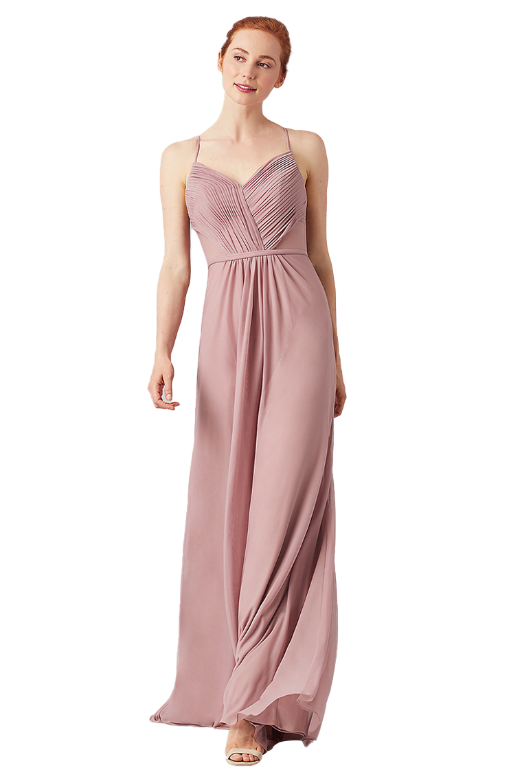 Alisa Floor Length A-Line/Princess Natural Waist Sleeveless Chiffon Spaghetti Straps Bridesmaid Dresses