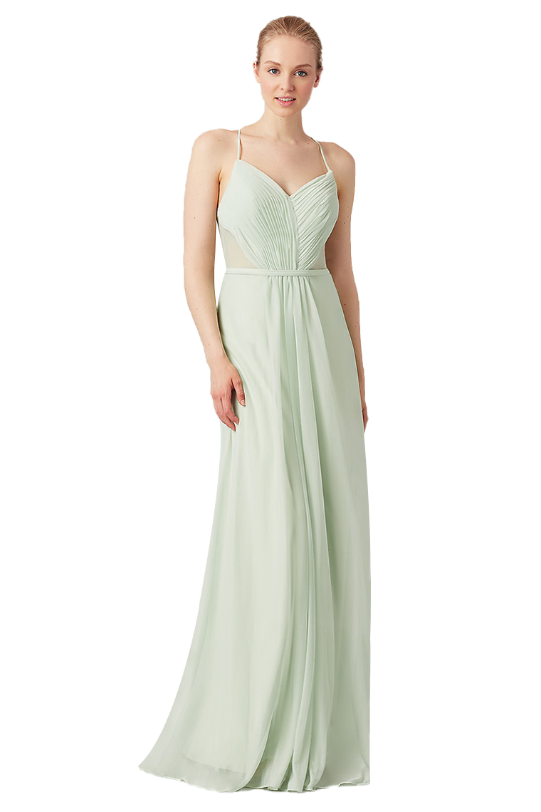 Alisa Floor Length A-Line/Princess Natural Waist Sleeveless Chiffon Spaghetti Straps Bridesmaid Dresses