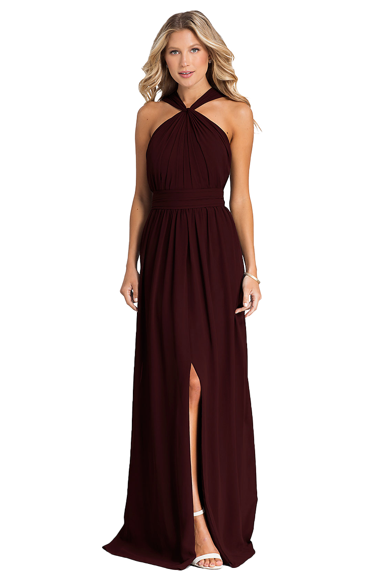 Setlla A-Line/Princess Natural Waist Sleeveless Chiffon Floor Length Straps Bridesmaid Dresses