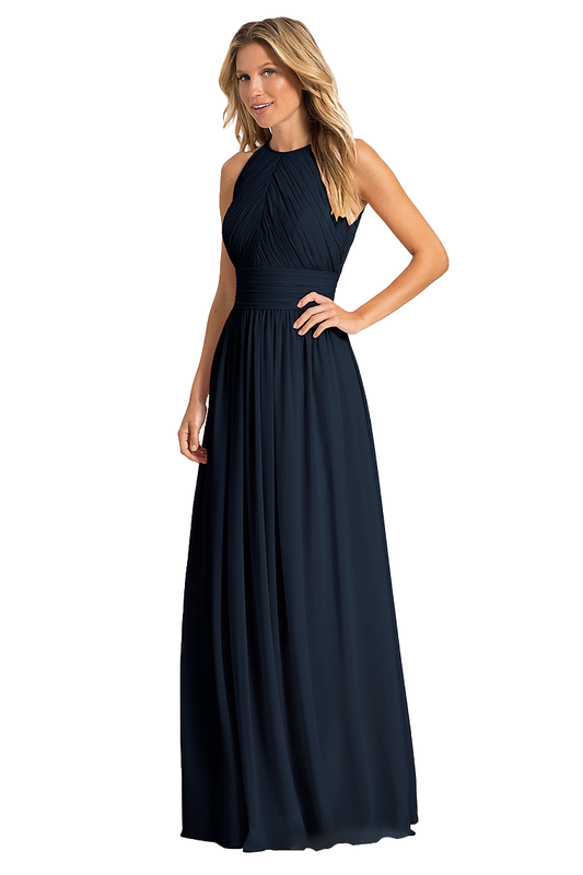 Tabitha Floor Length Chiffon A-Line/Princess Natural Waist Scoop Sleeveless Bridesmaid Dresses