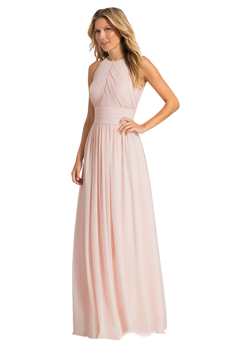 Tabitha Floor Length Chiffon A-Line/Princess Natural Waist Scoop Sleeveless Bridesmaid Dresses