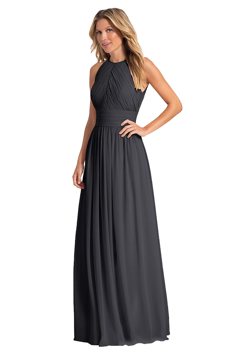 Tabitha Floor Length Chiffon A-Line/Princess Natural Waist Scoop Sleeveless Bridesmaid Dresses