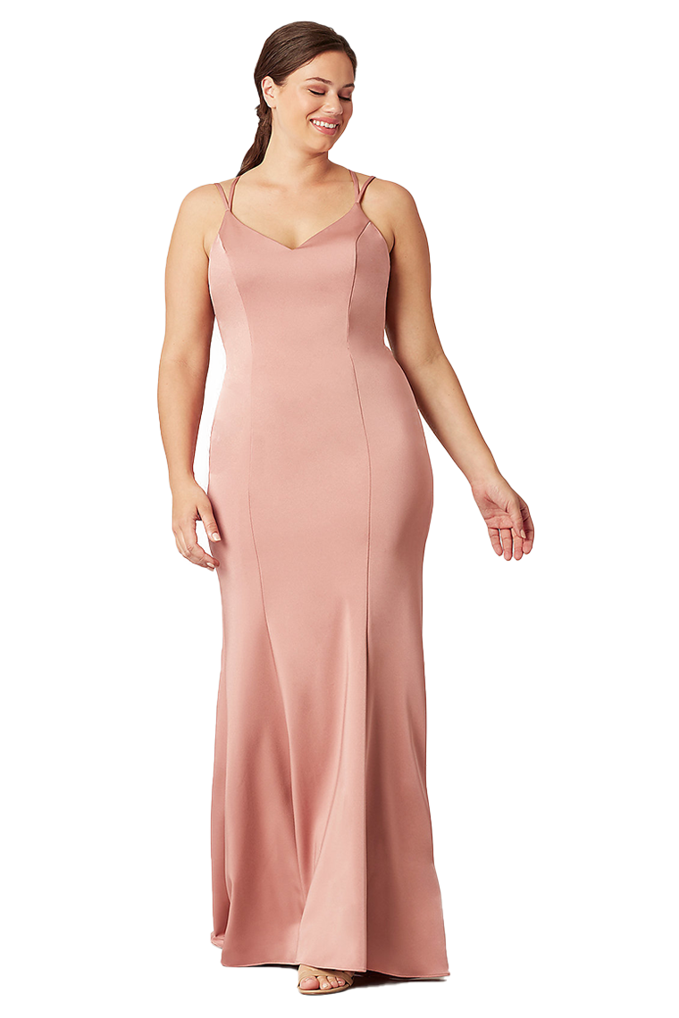 Michaelia Straps Trumpet/Mermaid Natural Waist Satin Floor Length Sleeveless Bridesmaid Dresses