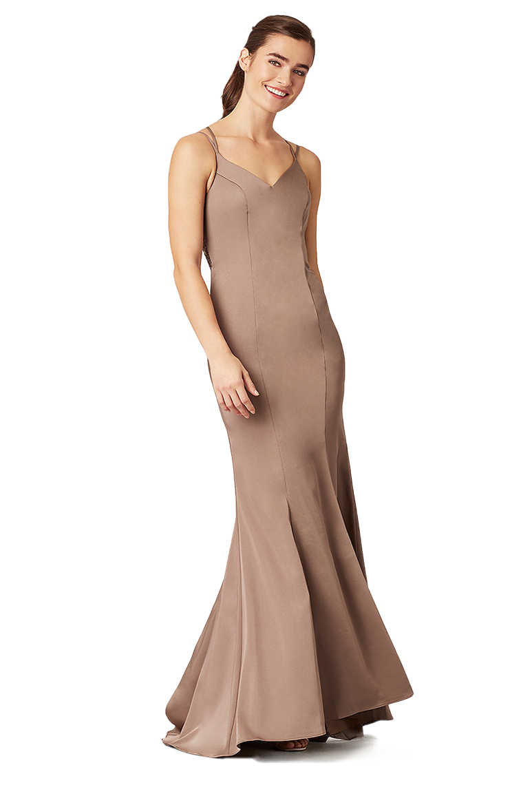 Michaelia Straps Trumpet/Mermaid Natural Waist Satin Floor Length Sleeveless Bridesmaid Dresses