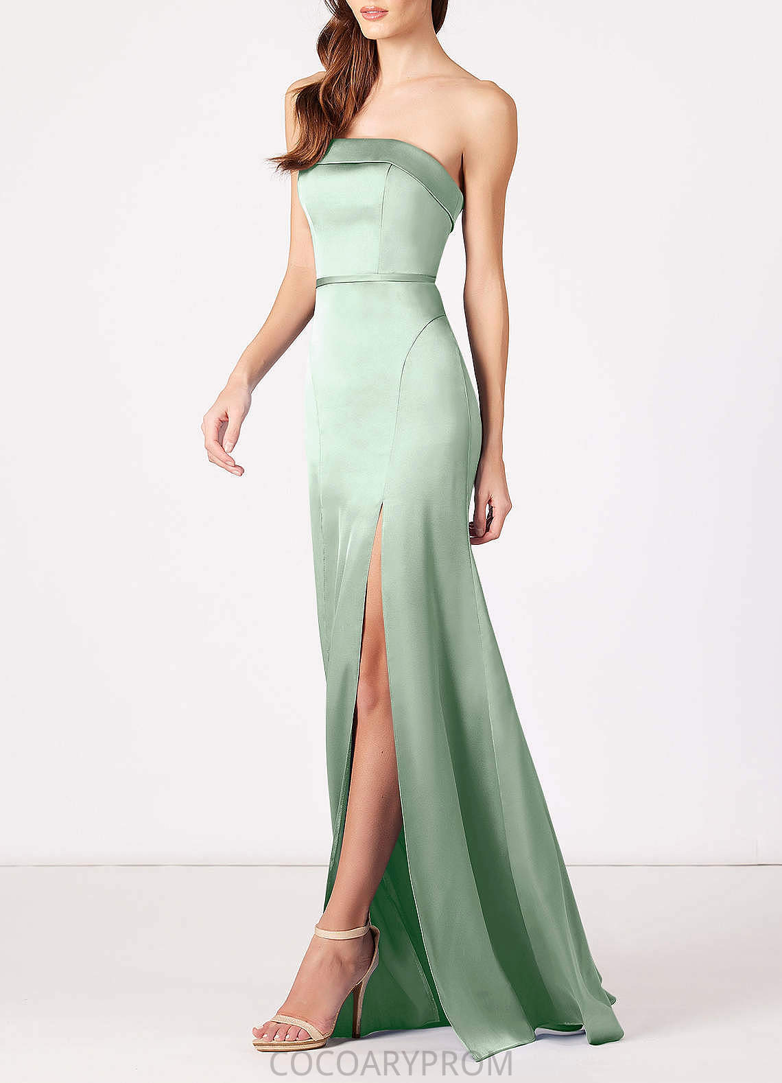 Janiya Natural Waist Sleeveless One Shoulder Floor Length Trumpet/Mermaid Bridesmaid Dresses