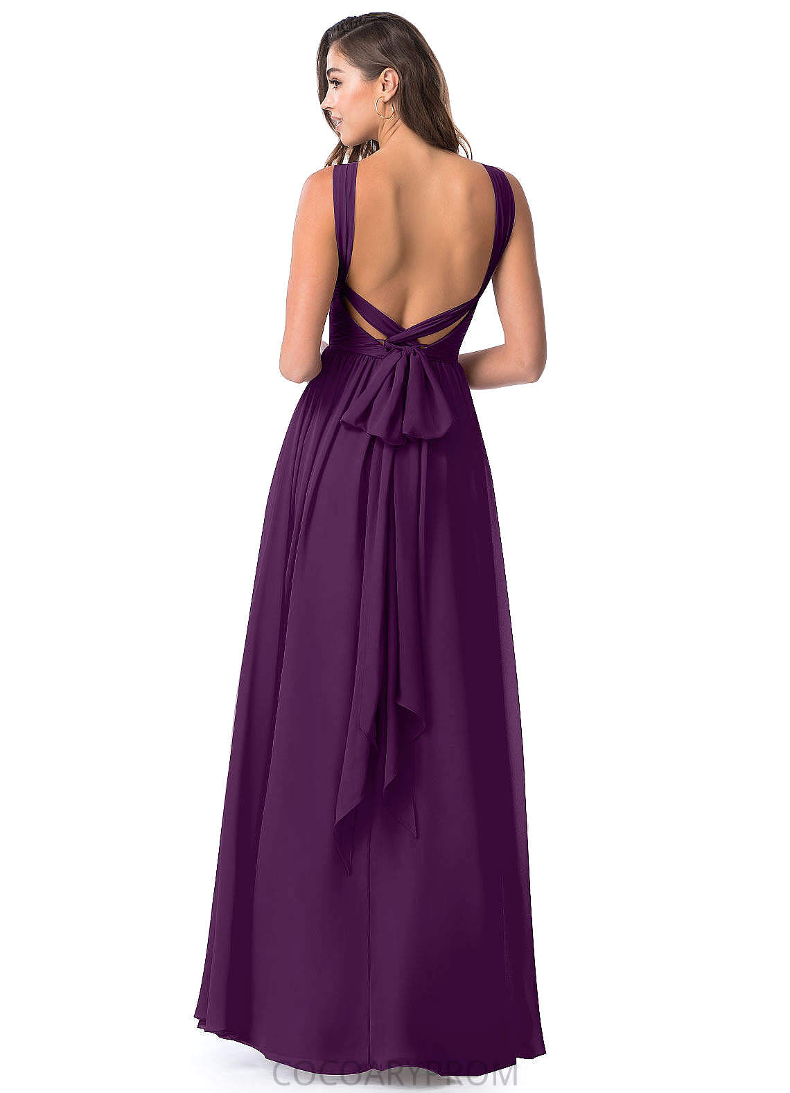 Lorena A-Line/Princess Natural Waist Floor Length V-Neck Sleeveless Bridesmaid Dresses