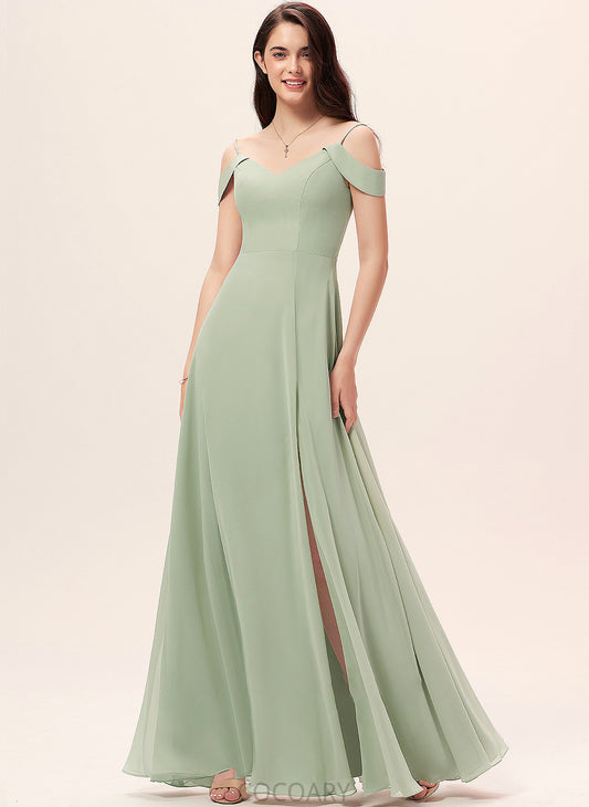 SplitFront Neckline A-Line Length Silhouette V-neck Fabric Floor-Length Embellishment Shiloh Scoop Natural Waist Bridesmaid Dresses