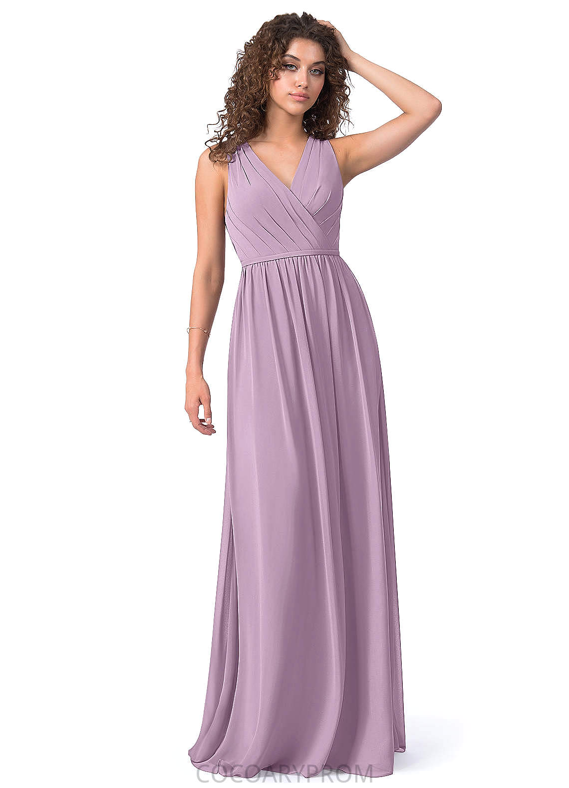 Cassie Stretch Satin Sleeveless Natural Waist Sheath/Column Floor Length Straps Bridesmaid Dresses