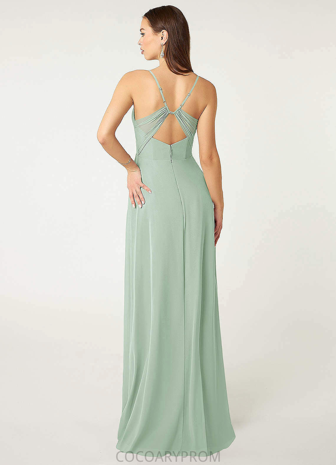 Lyric A-Line/Princess Natural Waist Floor Length Sleeveless Halter Bridesmaid Dresses