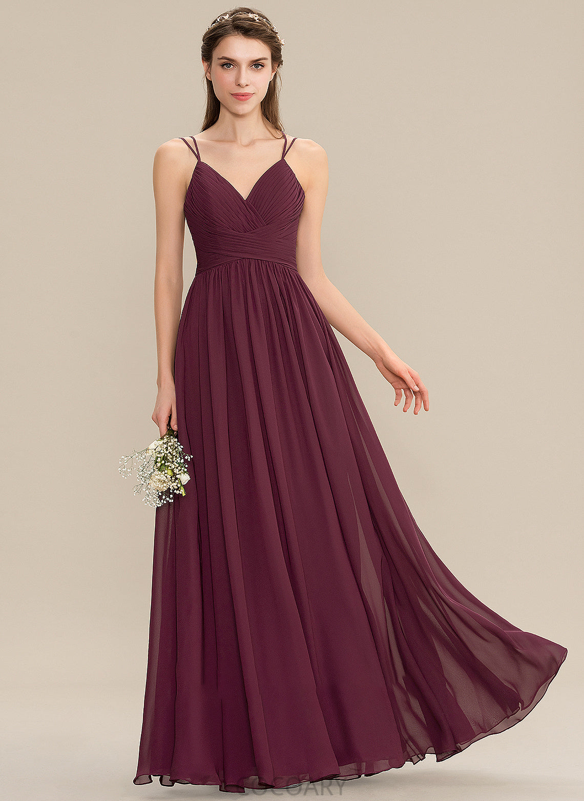 V-neck Fabric Silhouette Ruffle Length A-Line Neckline Embellishment Floor-Length Ashly A-Line/Princess Floor Length Bridesmaid Dresses