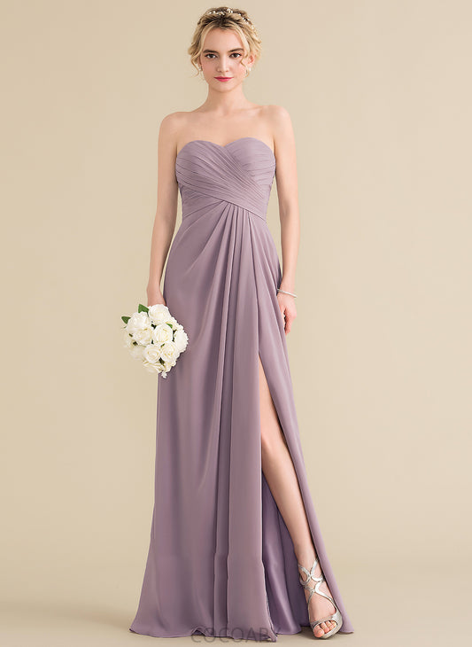 Floor-Length Ruffle Neckline Silhouette SplitFront Length A-Line Embellishment Sweetheart Fabric Aliya V-Neck Bridesmaid Dresses