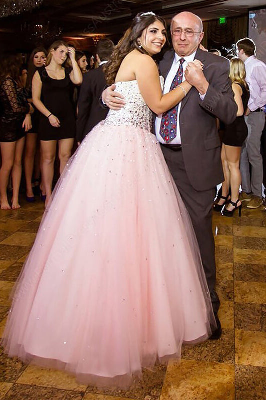 Pink A Line Floor Length Sweetheart Strapless Sleeveless Beading Plus Size Prom Dresses