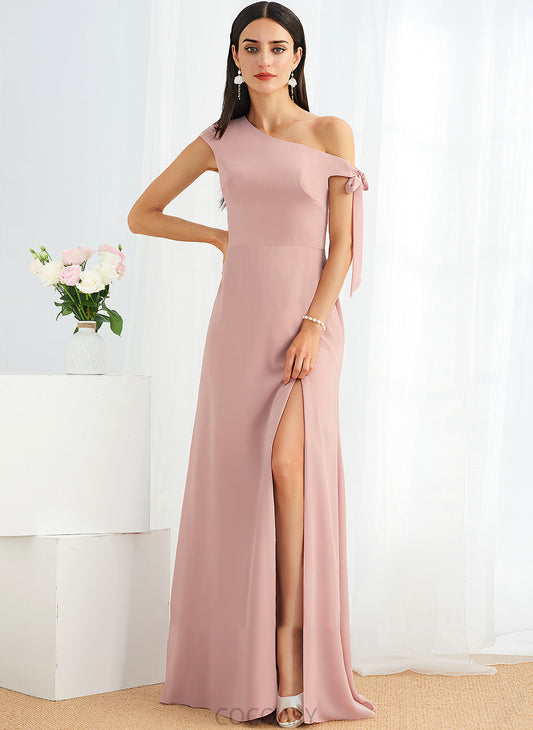 Floor-Length Fabric Embellishment Silhouette A-Line One-Shoulder Length Neckline Bow(s) Ruth Sleeveless Floor Length Bridesmaid Dresses