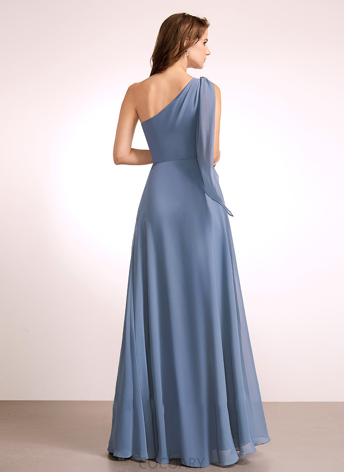 Fabric Floor-Length One-Shoulder Silhouette Embellishment Bow(s) Length Neckline A-Line Michaela A-Line/Princess Natural Waist Bridesmaid Dresses