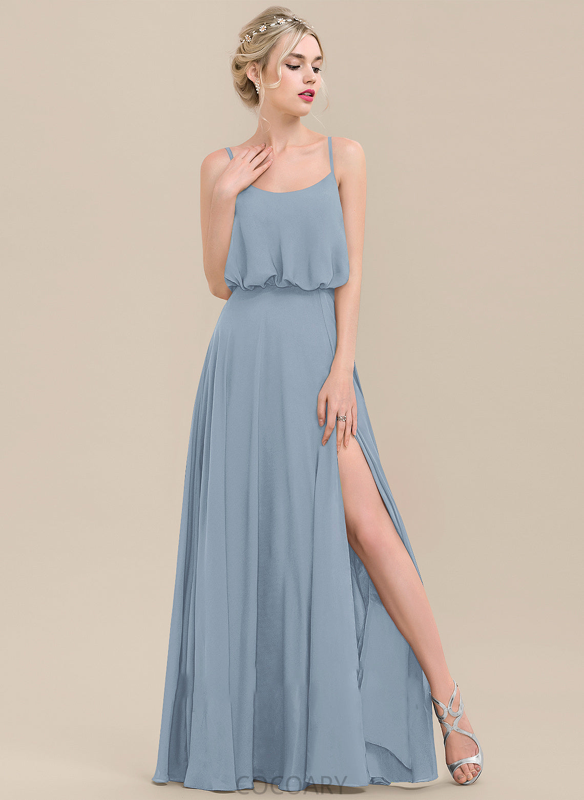 Neckline Floor-Length Silhouette Length A-Line SquareNeckline Fabric Embellishment SplitFront Amani A-Line/Princess Short Sleeves Bridesmaid Dresses