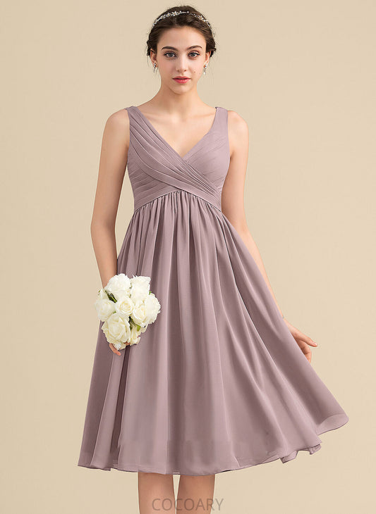 Silhouette Fabric Embellishment Knee-Length Length Neckline Empire CascadingRuffles V-neck Alexandria Floor Length Spaghetti Staps Bridesmaid Dresses