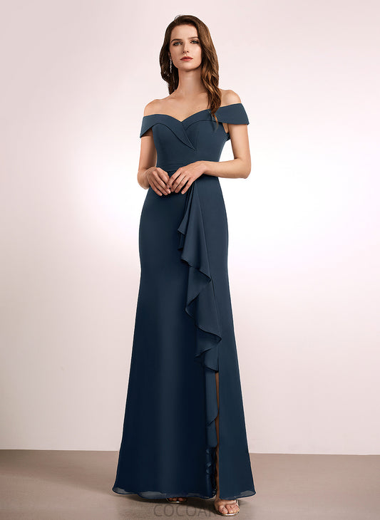 Fabric Floor-Length Length Off-the-Shoulder Ruffle Embellishment Neckline Silhouette A-Line Mira A-Line/Princess Sleeveless Bridesmaid Dresses