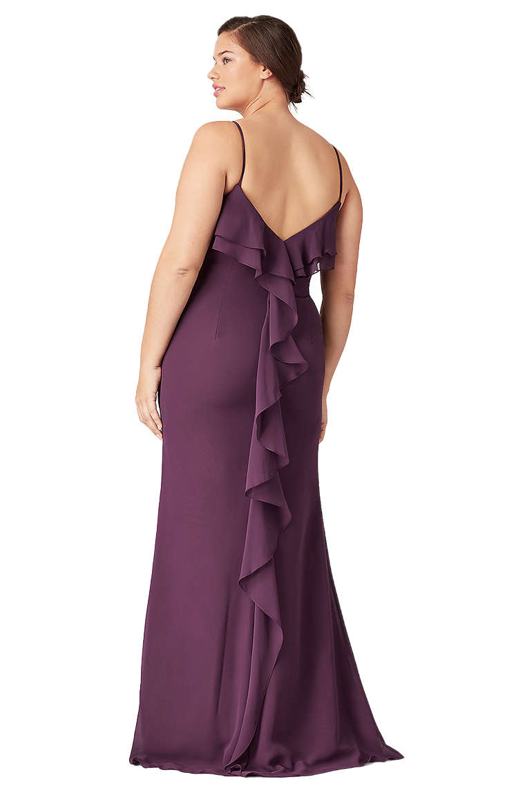 Quintina Chiffon Floor Length Sheath/Column Natural Waist Spaghetti Straps Sleeveless Bridesmaid Dresses