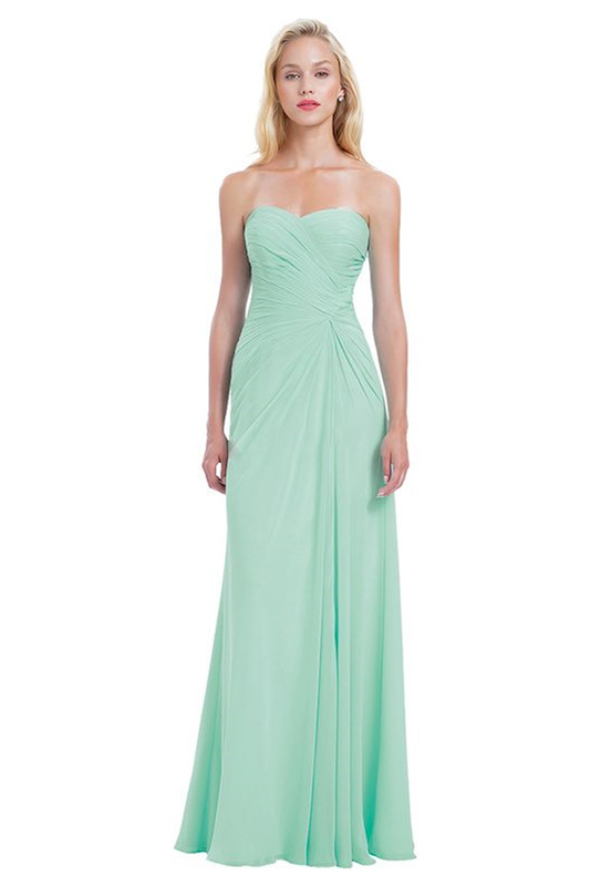 Alisa Sleeveless Natural Waist Floor Length Chiffon Sweetheart A-Line/Princess Bridesmaid Dresses