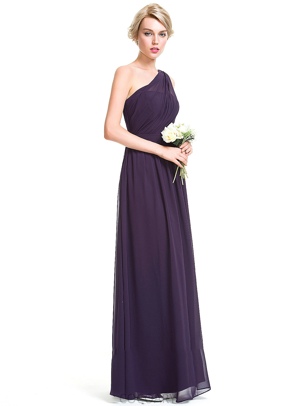 One-Shoulder Fabric Embellishment Length Floor-Length Neckline Ruffle Silhouette A-Line Riya Floor Length Natural Waist Bridesmaid Dresses