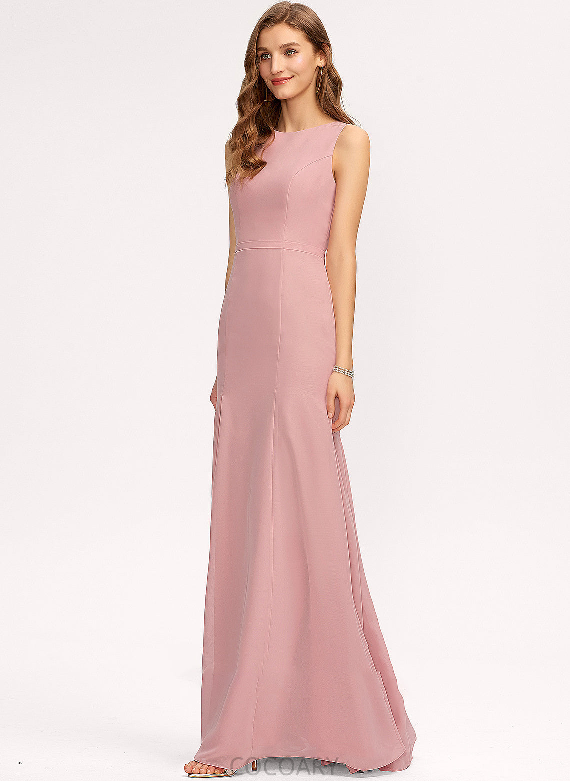 Length Neckline Floor-Length ScoopNeck Silhouette Sheath/Column Embellishment SplitFront Fabric Keely Floor Length Sleeveless Bridesmaid Dresses