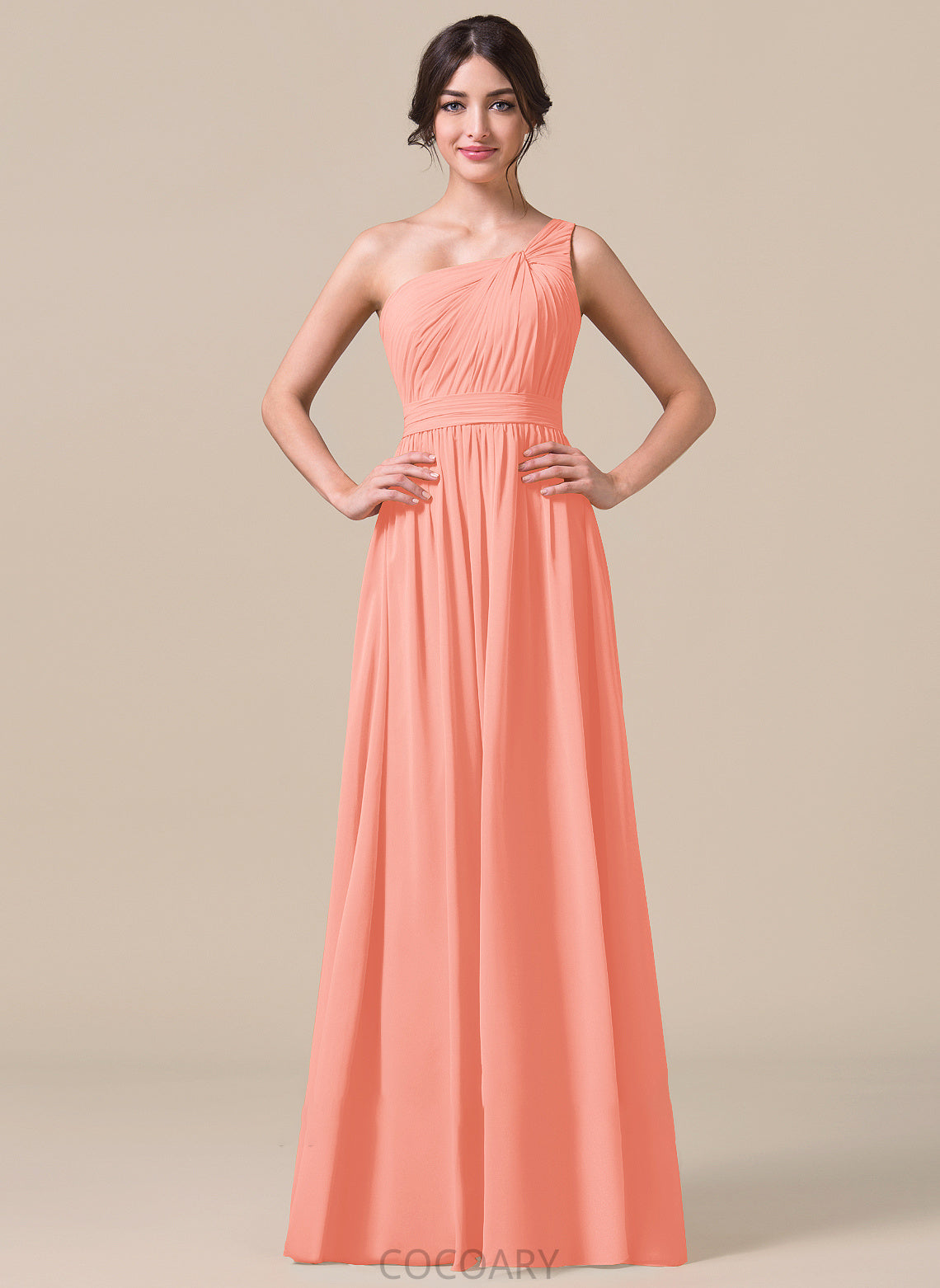 Fabric One-Shoulder Length Embellishment Floor-Length Neckline Silhouette A-Line Ruffle Perla Trumpet/Mermaid Spaghetti Staps Bridesmaid Dresses