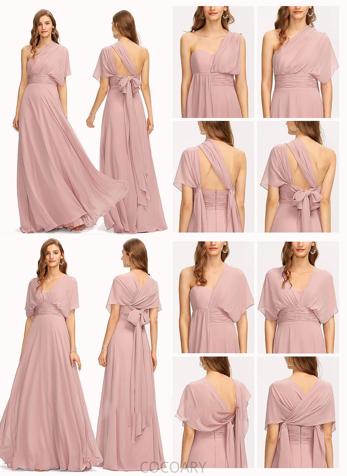 One-Shoulder Floor-Length Ruffle Fabric Embellishment Neckline Halter A-Line V-neck Length Silhouette Julissa Bridesmaid Dresses