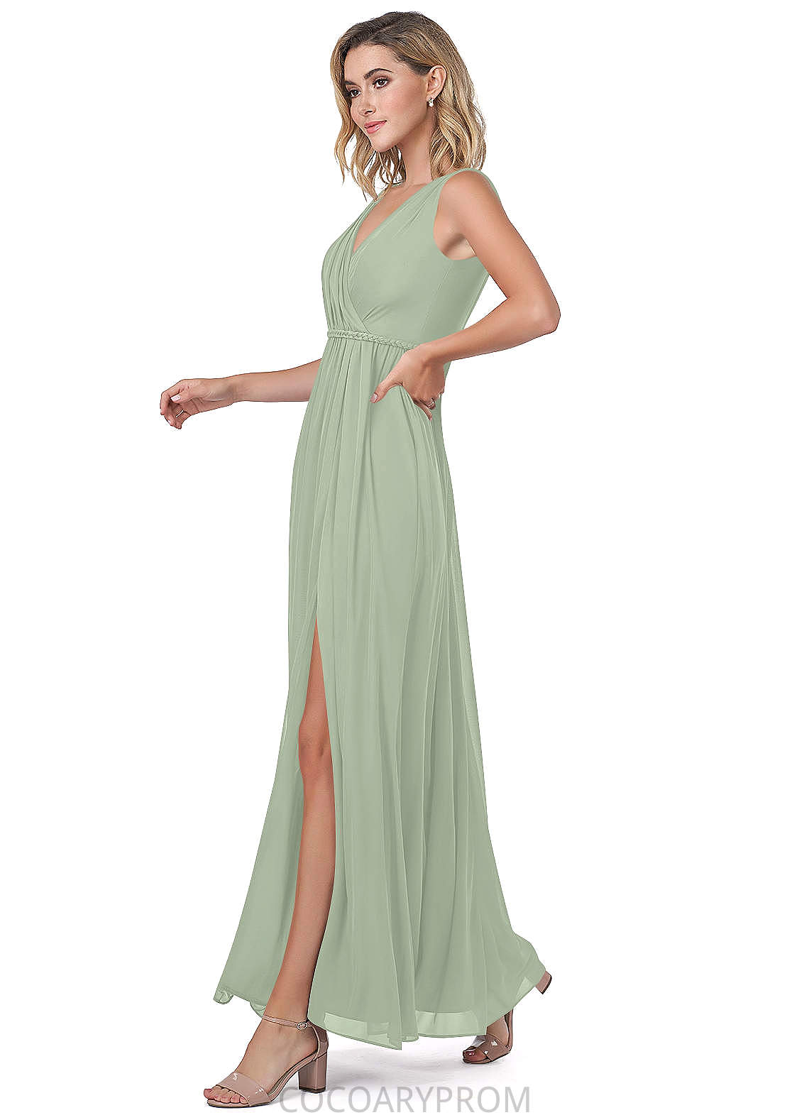 Haleigh Floor Length Natural Waist Sleeveless A-Line/Princess V-Neck Bridesmaid Dresses