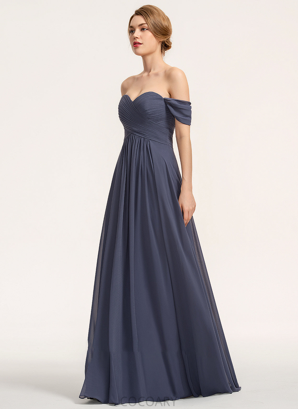 Silhouette A-Line Embellishment Floor-Length Length Off-the-Shoulder Neckline Fabric Ruffle Diamond Floor Length Halter Bridesmaid Dresses