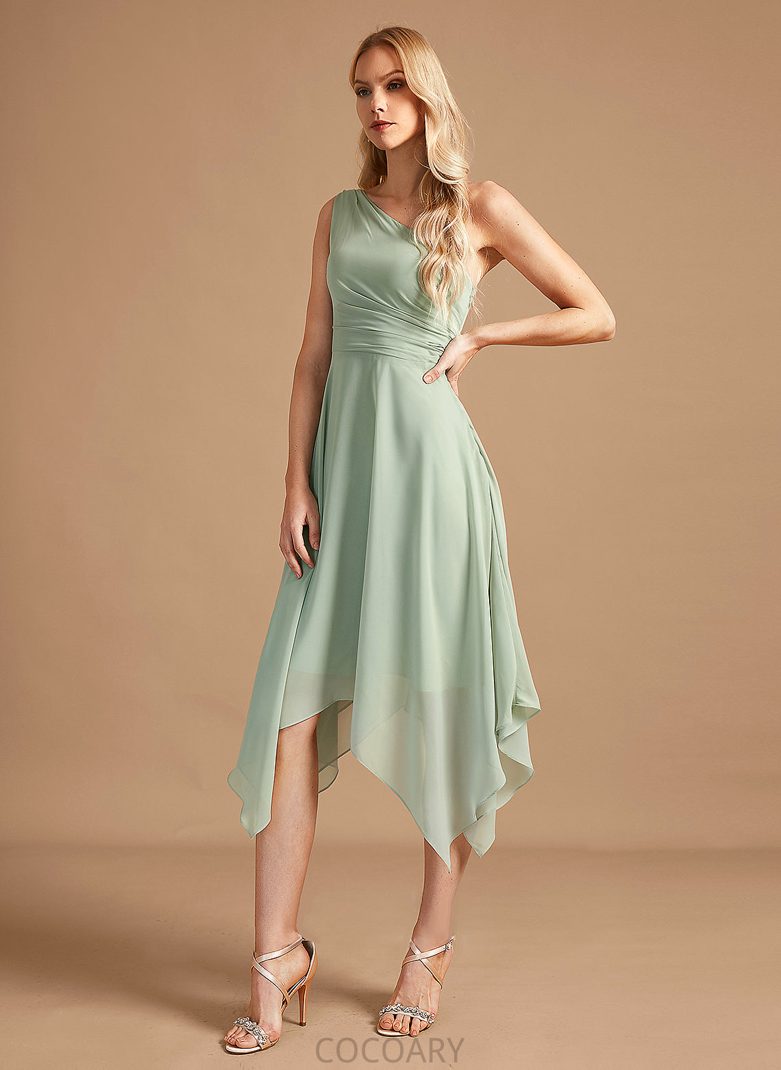 Length Asymmetrical Neckline Silhouette Embellishment One-Shoulder A-Line Ruffle Fabric Cornelia Floor Length Natural Waist Bridesmaid Dresses