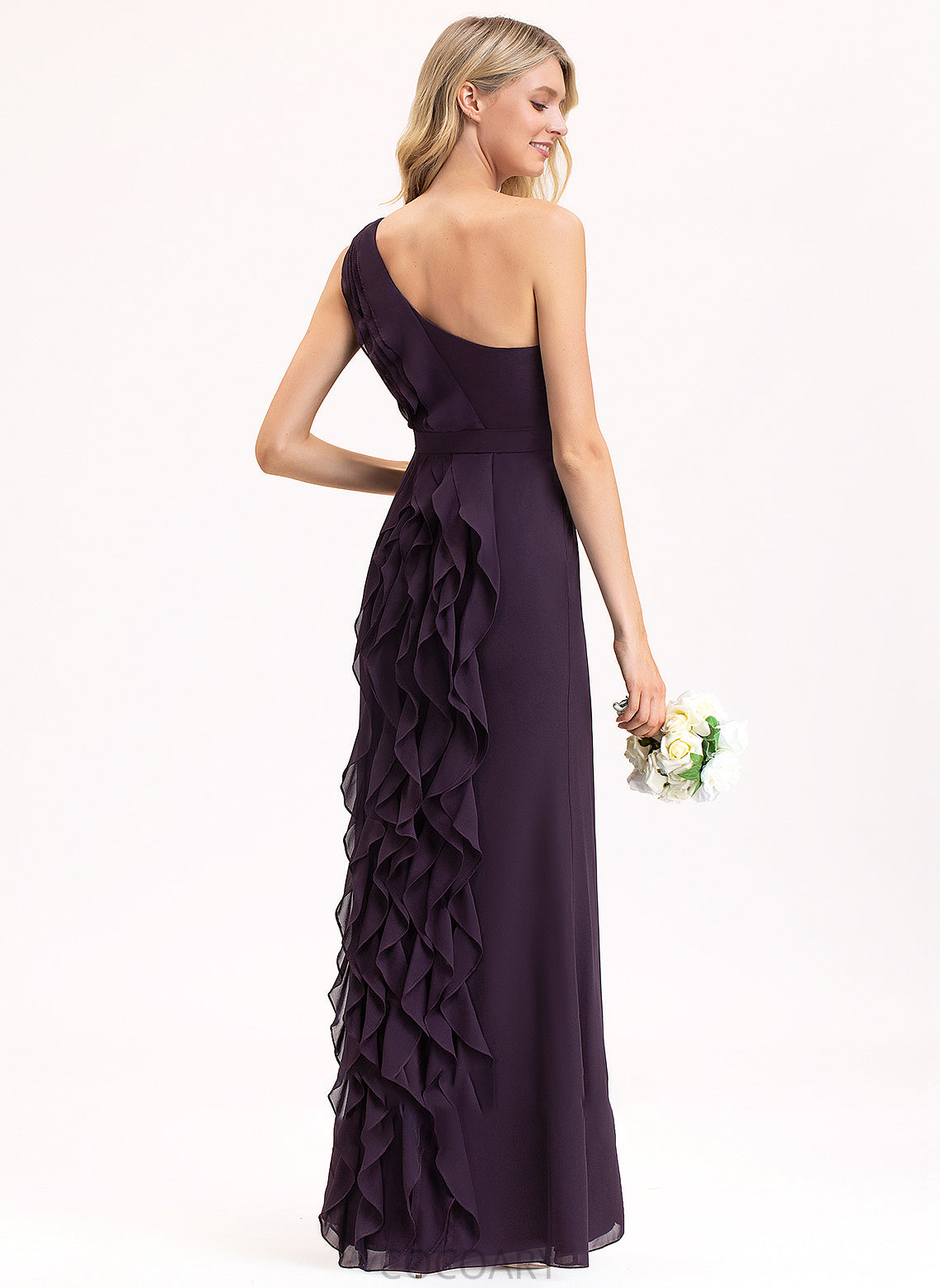 CascadingRuffles Floor-Length Length Embellishment SplitFront Neckline Fabric One-Shoulder Silhouette A-Line Cherish Floor Length Bridesmaid Dresses