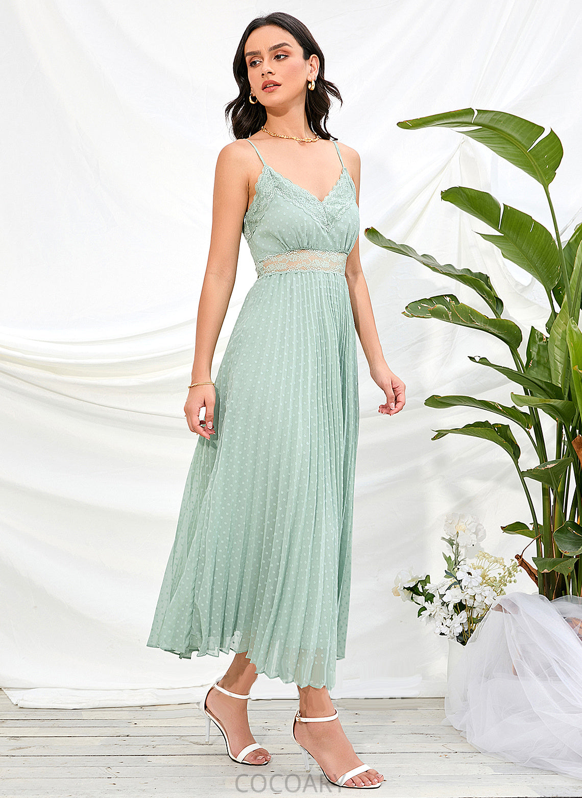 V-neck Neckline Silhouette Straps A-Line Length Ankle-Length Fabric Theresa Natural Waist Floor Length Sleeveless Bridesmaid Dresses