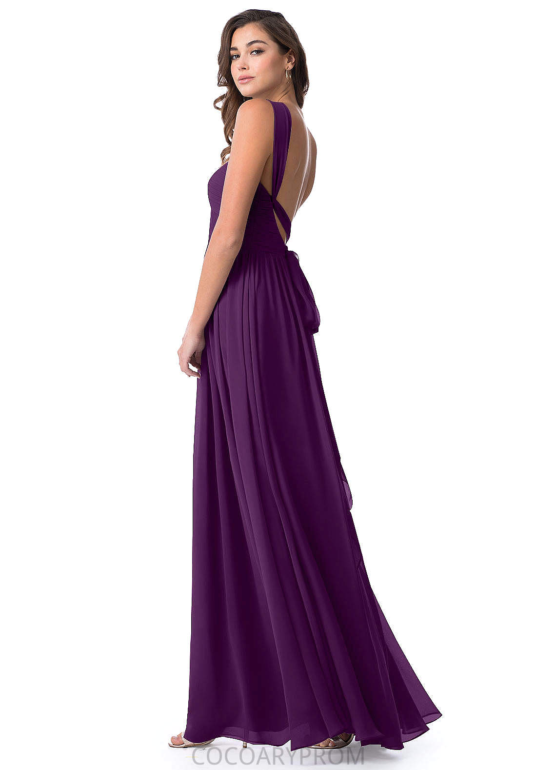 Lorena A-Line/Princess Natural Waist Floor Length V-Neck Sleeveless Bridesmaid Dresses