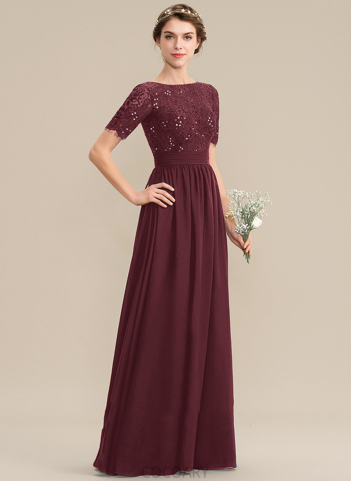 Neckline ScoopNeck Length Embellishment Silhouette Floor-Length A-Line Sequins Fabric Nadine Sleeveless Scoop Bridesmaid Dresses