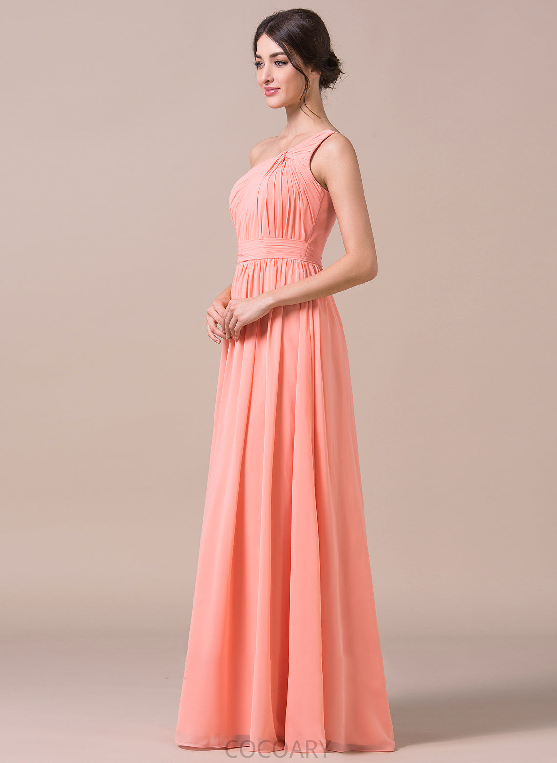 Fabric One-Shoulder Length Embellishment Floor-Length Neckline Silhouette A-Line Ruffle Perla Trumpet/Mermaid Spaghetti Staps Bridesmaid Dresses