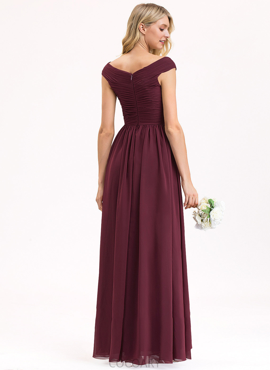 Length Floor-Length A-Line Fabric Silhouette SplitFront Neckline Ruffle Off-the-Shoulder Embellishment Pockets Taliyah Bridesmaid Dresses