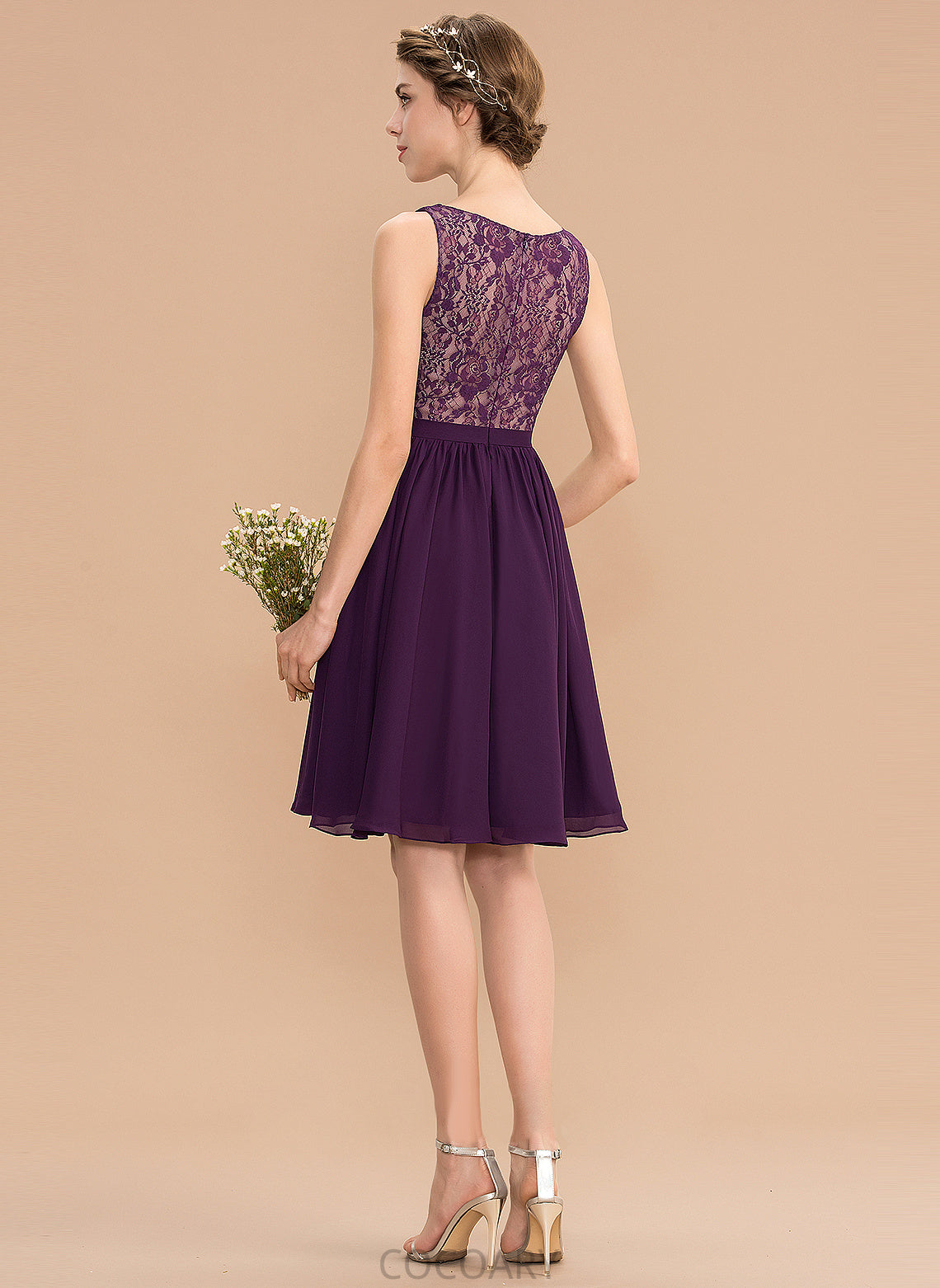 Silhouette Length Neckline A-Line Knee-Length Embellishment Ruffle V-neck Fabric Mavis Sleeveless Natural Waist Bridesmaid Dresses