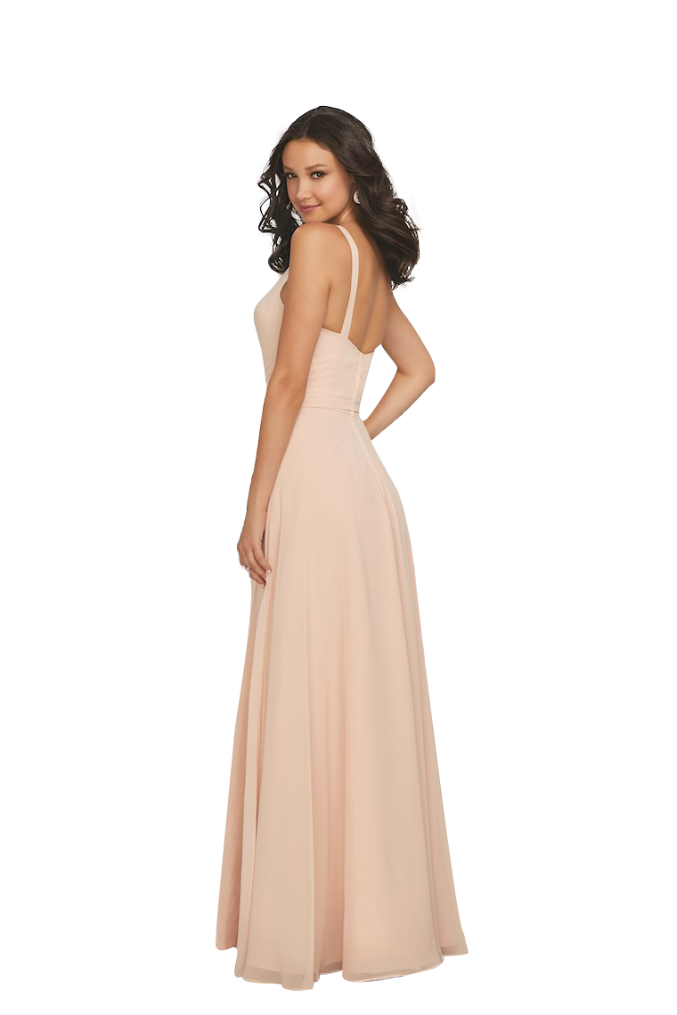 Kelly Natural Waist Floor Length A-Line/Princess V-Neck Sleeveless Chiffon Bridesmaid Dresses