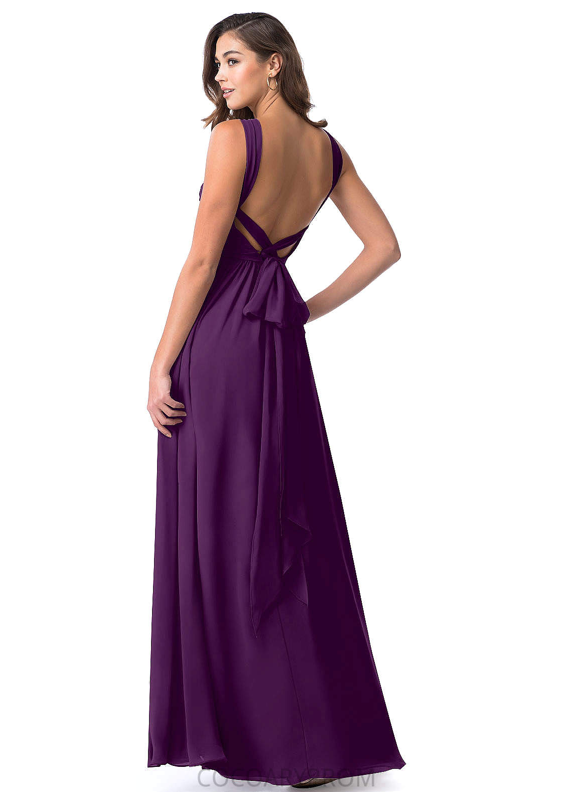 Lorena A-Line/Princess Natural Waist Floor Length V-Neck Sleeveless Bridesmaid Dresses