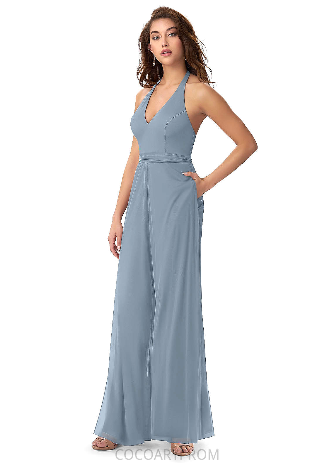 Cassandra A-Line/Princess Off The Shoulder Natural Waist Sleeveless Floor Length Bridesmaid Dresses