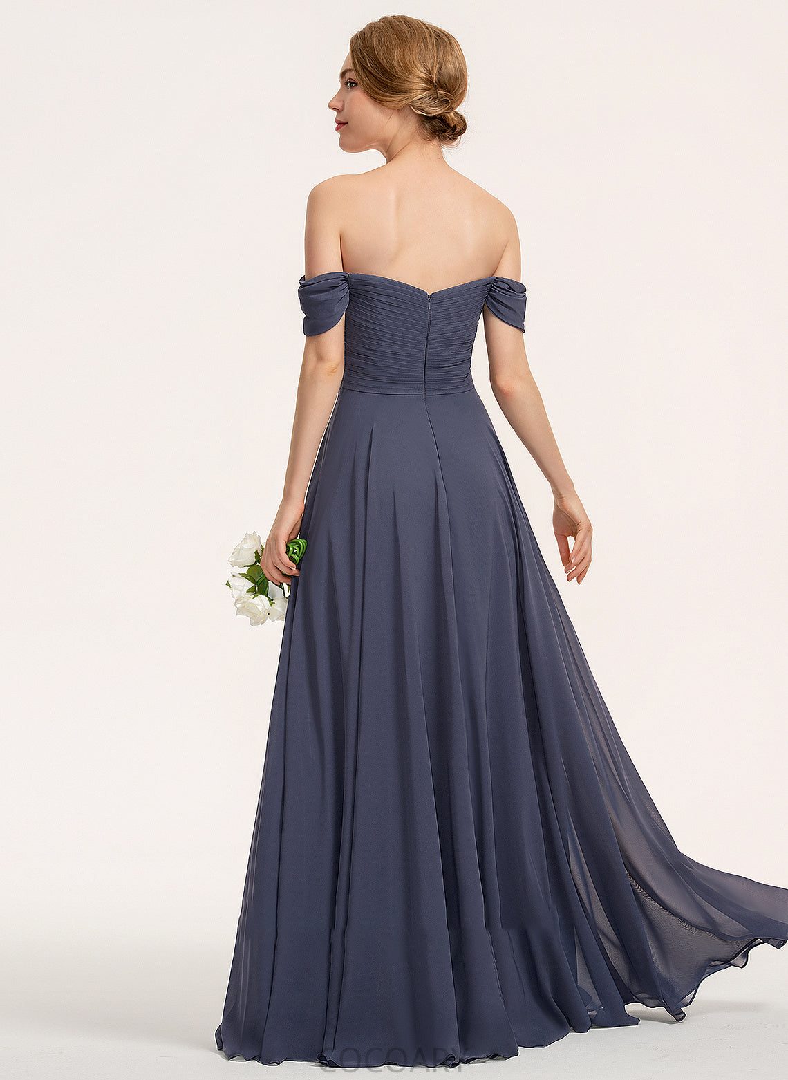 Silhouette A-Line Embellishment Floor-Length Length Off-the-Shoulder Neckline Fabric Ruffle Diamond Floor Length Halter Bridesmaid Dresses