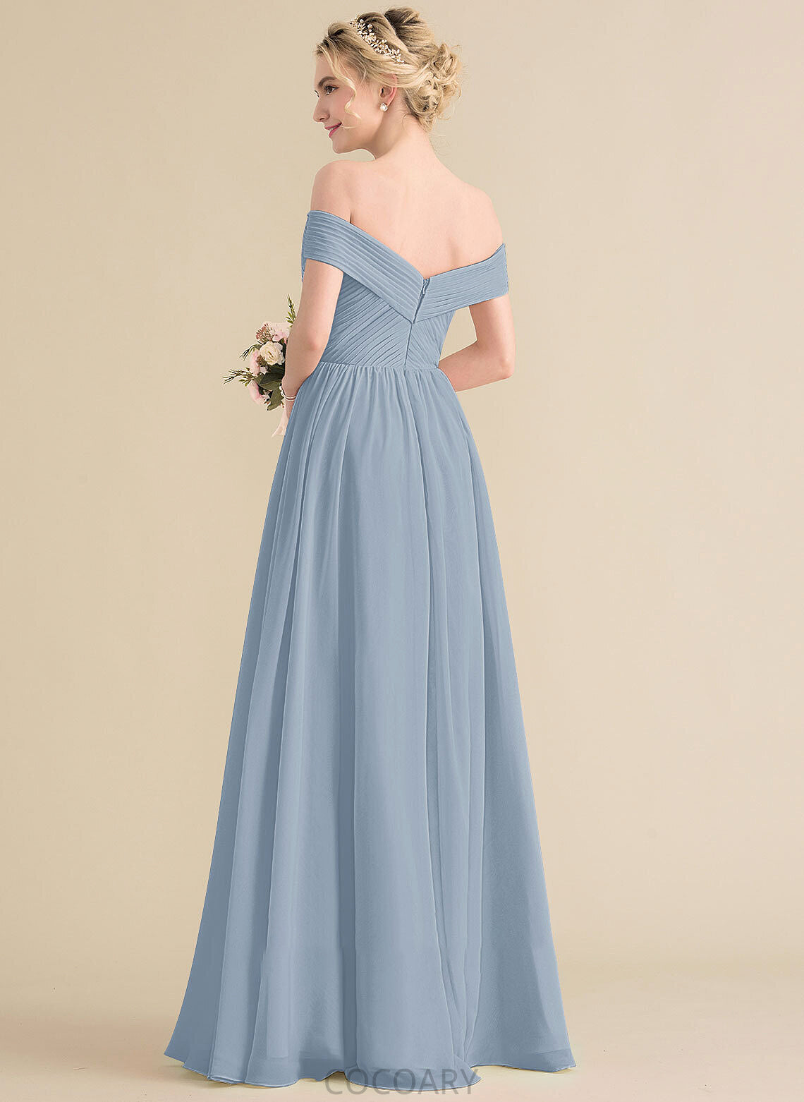 Floor-Length A-Line Length Silhouette Embellishment Off-the-Shoulder Ruffle Neckline Fabric Elaina Floor Length Straps Bridesmaid Dresses